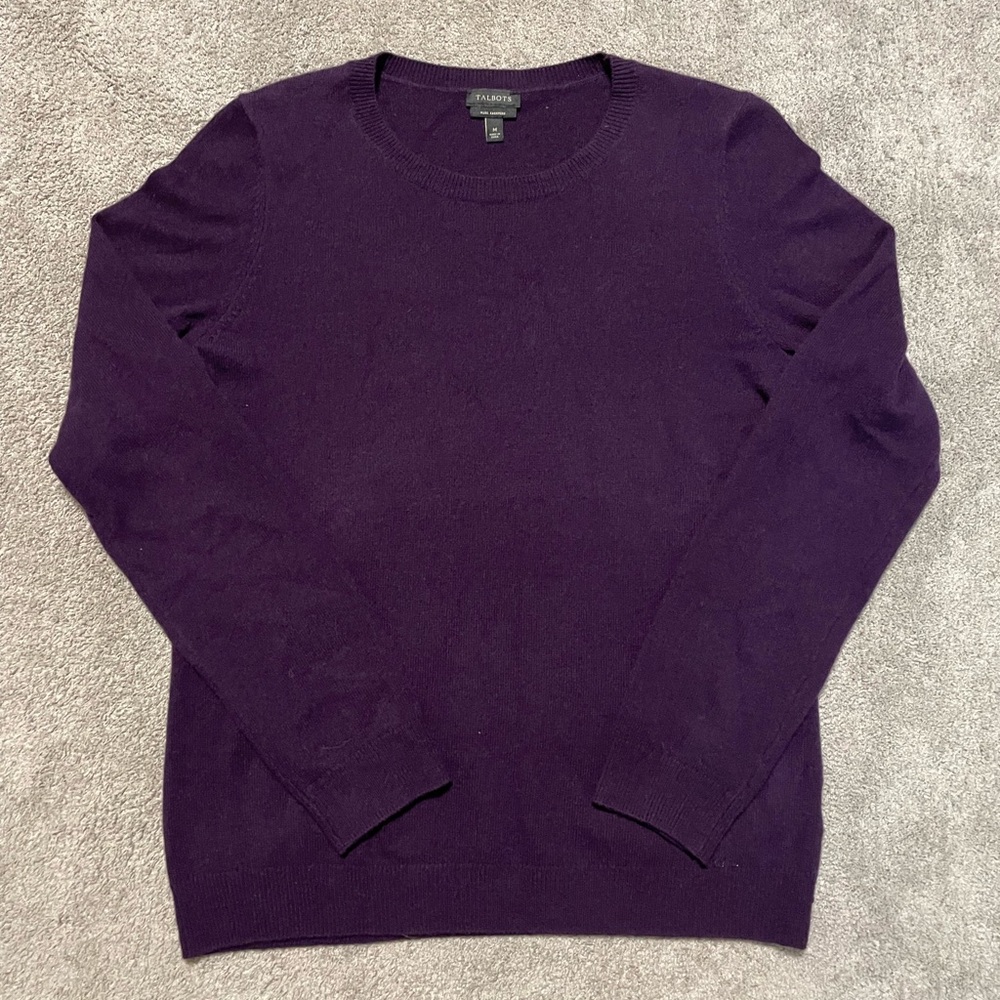 Talbots 100% Cashmere Sweater Women’s Medium Purple Soft Crewneck Cozy